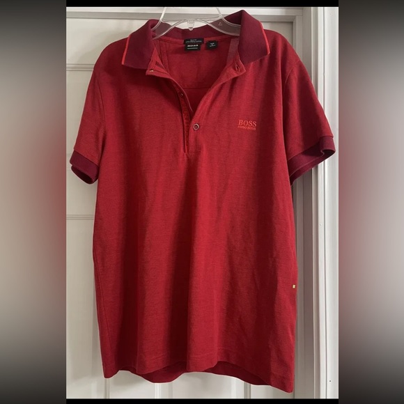 NWOT’S Hugo Boss Slim Fit Polo Shirt With Branded Bracket Men’s Size Medium - Picture 1 of 5